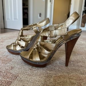 MICHAEL Michael Kors 8 Light Gold Leather High Heel Sandals